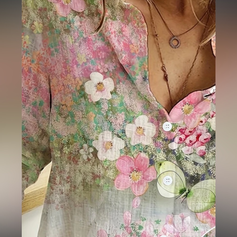 Pastel Floral Button-Up Shirt - NWOT